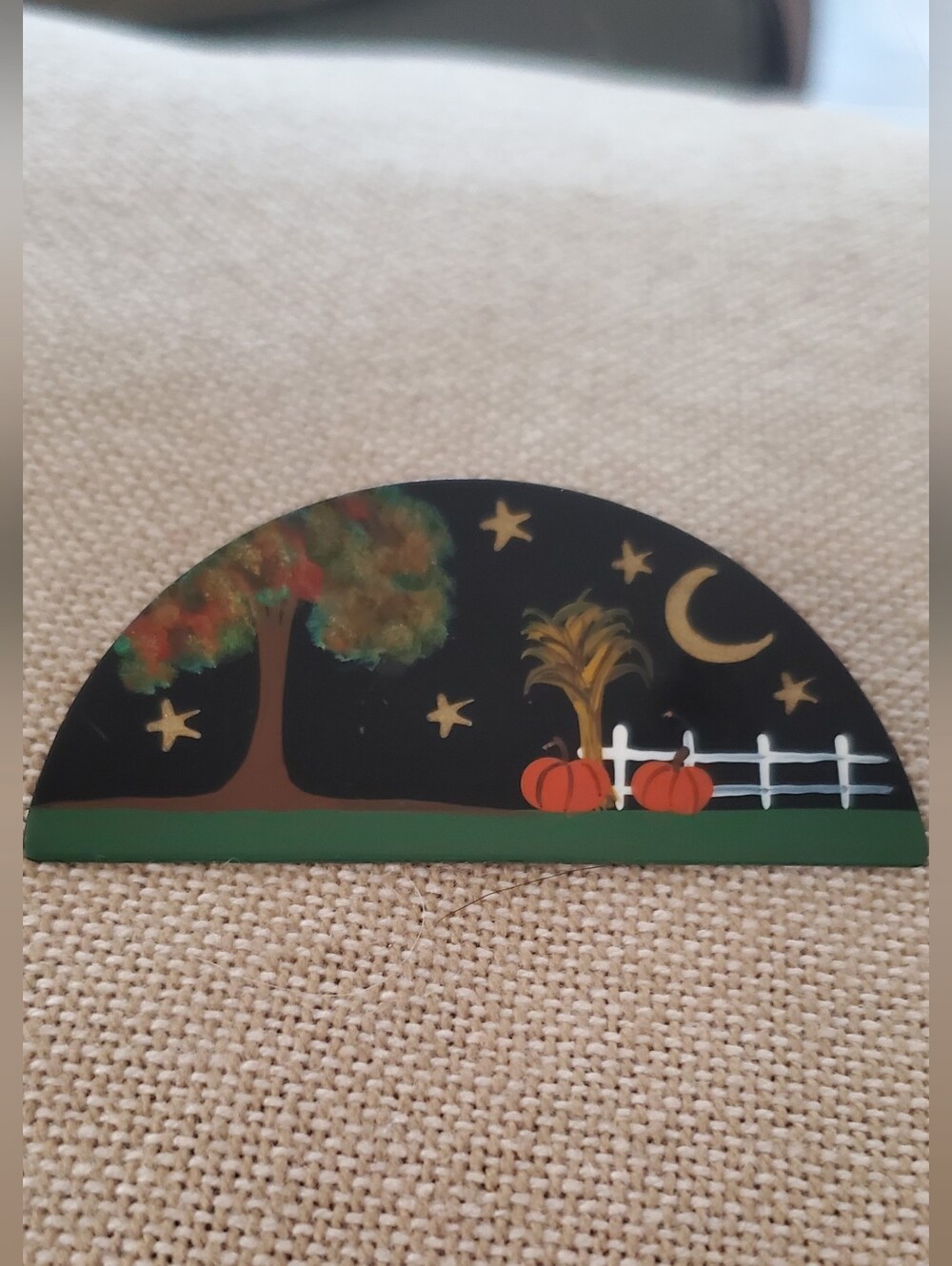 Vintage Roxan O'Brien Signed Copper Brooch Pin Art Halloween Moon Starry Night